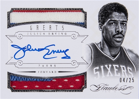 2012-13 Panini Flawless Greats #3 Julius Erving Signed Card (#04/25) 